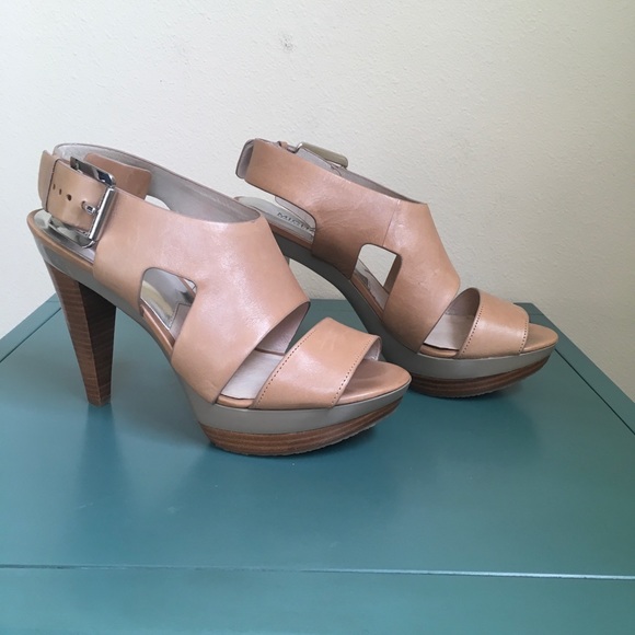 MMK tan leather platform sandals, size 8.5 - Picture 1 of 5